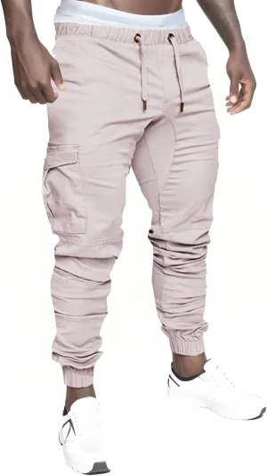 Mens 2023 Fashion Joggers Drawstring Waist Pants Sport Sweatpants Work Sports Loose Fit Hiking Trousers with Pockets