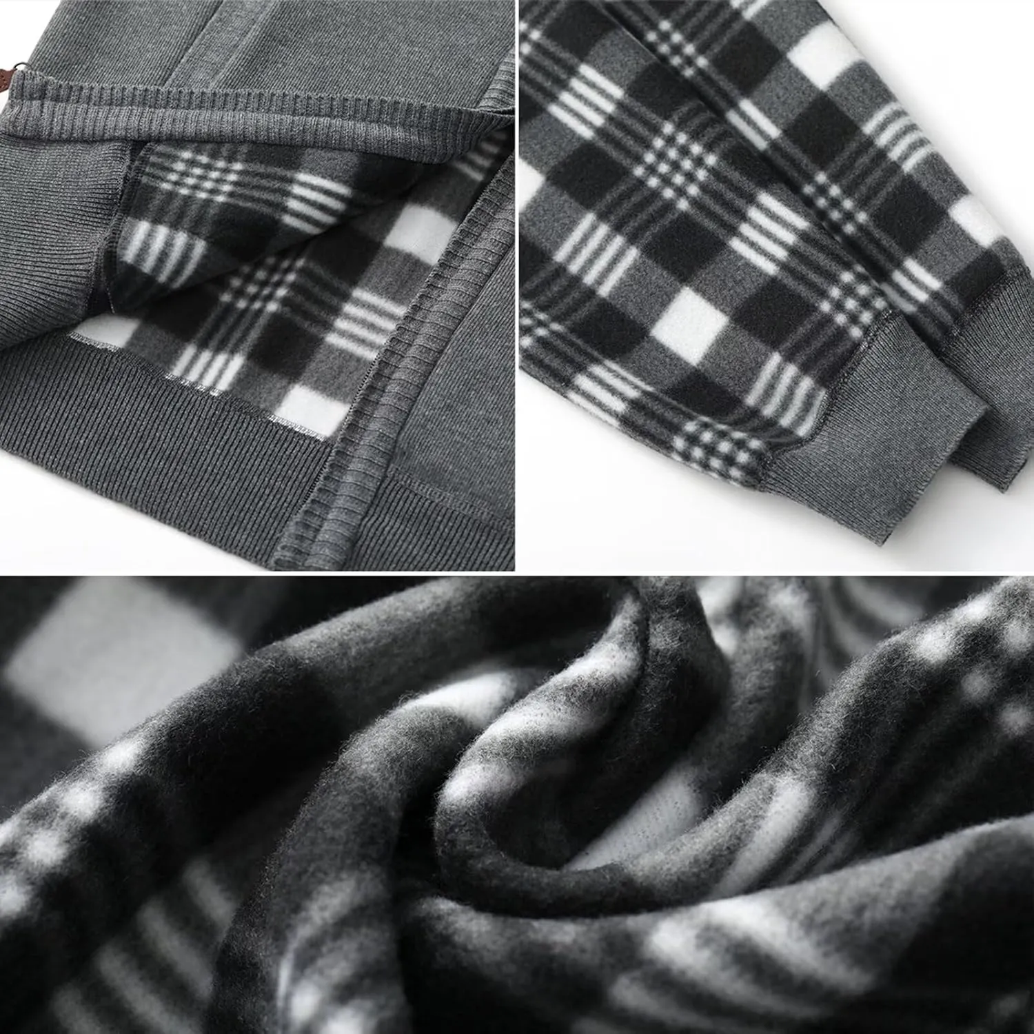 Men's Cardigan Full Zip Up Stand Collar Sweaters With Pockets Thick Sweater Jacket