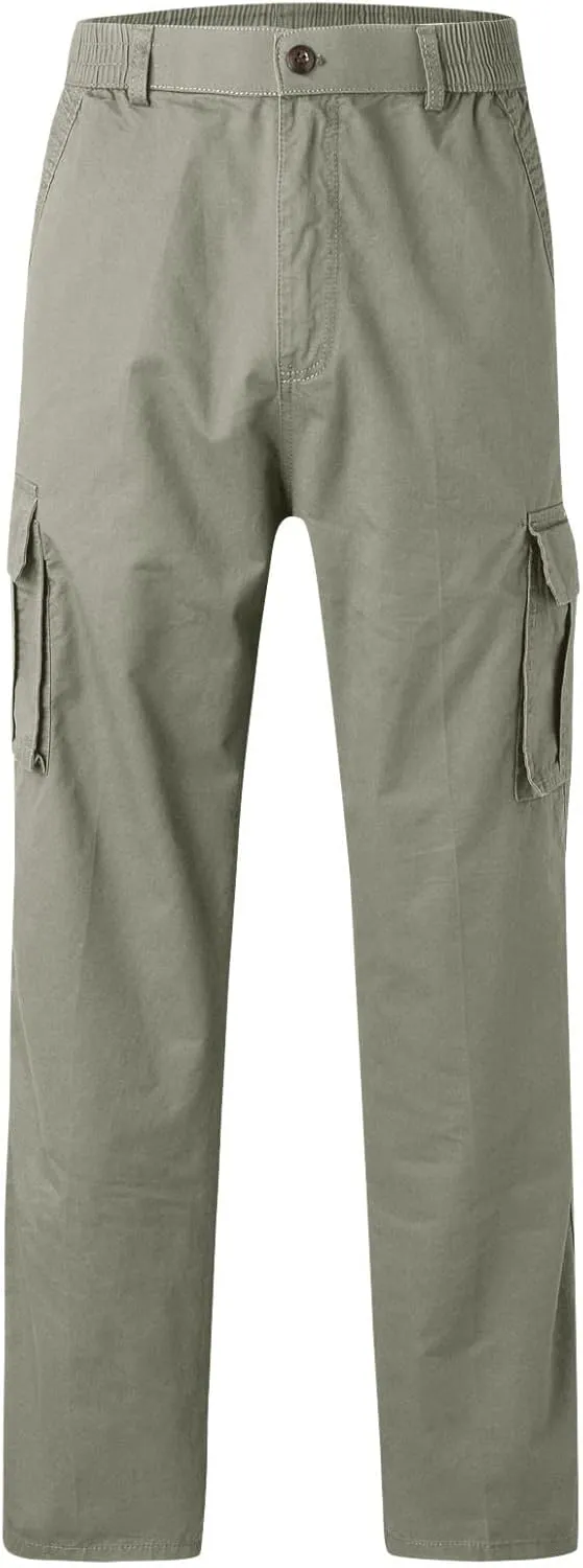 Mens Cargo Sweatpants Multi-Pockets Casual Plus Size Track Pants Zip Elastic Waist Loose Fit Durable Tactical Pants