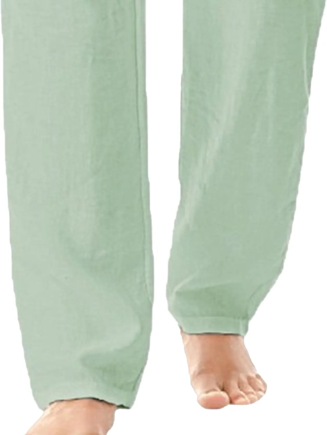 Men's Casual Elastic Waist Lantern Pants Lightweight Linen Lounge Trousers Classic Jogger Yoga Loose Chinos