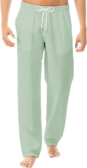 Men's Casual Elastic Waist Lantern Pants Lightweight Linen Lounge Trousers Classic Jogger Yoga Loose Chinos