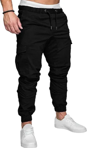Mens Cotton Gym Sweatpants Trousers Casual Joggers Pants with Pockets Running Workout Hiking Chinos
