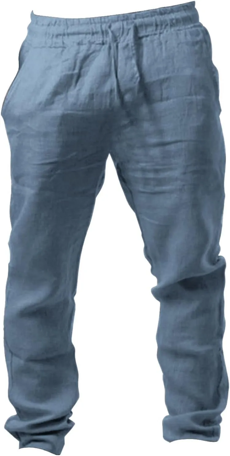 Mens Fashion Joggers Multi Pocket Athletic Pants Casual Outdoor Trousers Loose Fit Work Pants with Drawstring