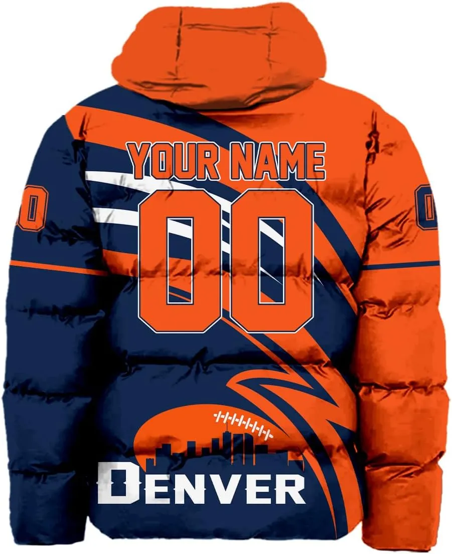 Mens Football American Football Personalized Puffer Jacket Plus Size Apparel Down Jacket Custom Name Number Logo S-5XL