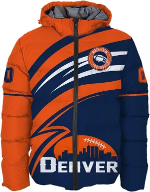 Mens Football American Football Personalized Puffer Jacket Plus Size Apparel Down Jacket Custom Name Number Logo S-5XL