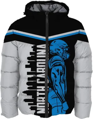 Mens Football American Personalized Puffer Jacket Down Jacket Custom Name Number City Pride for Players Fans Gift S-5XL