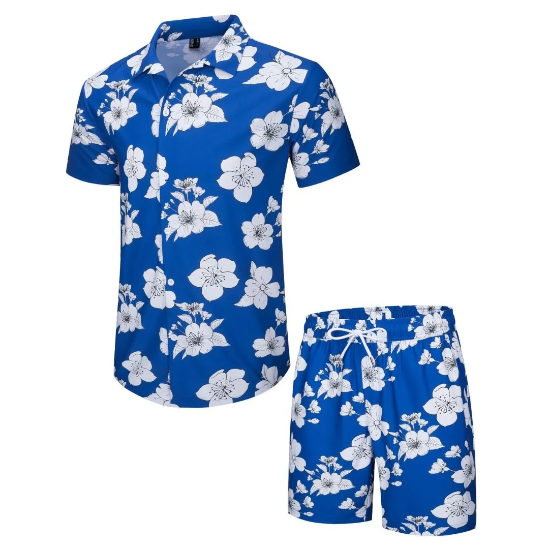 Men's Hawaiian Beach Set 2-Piece Set Summer Outfit Floral Set
