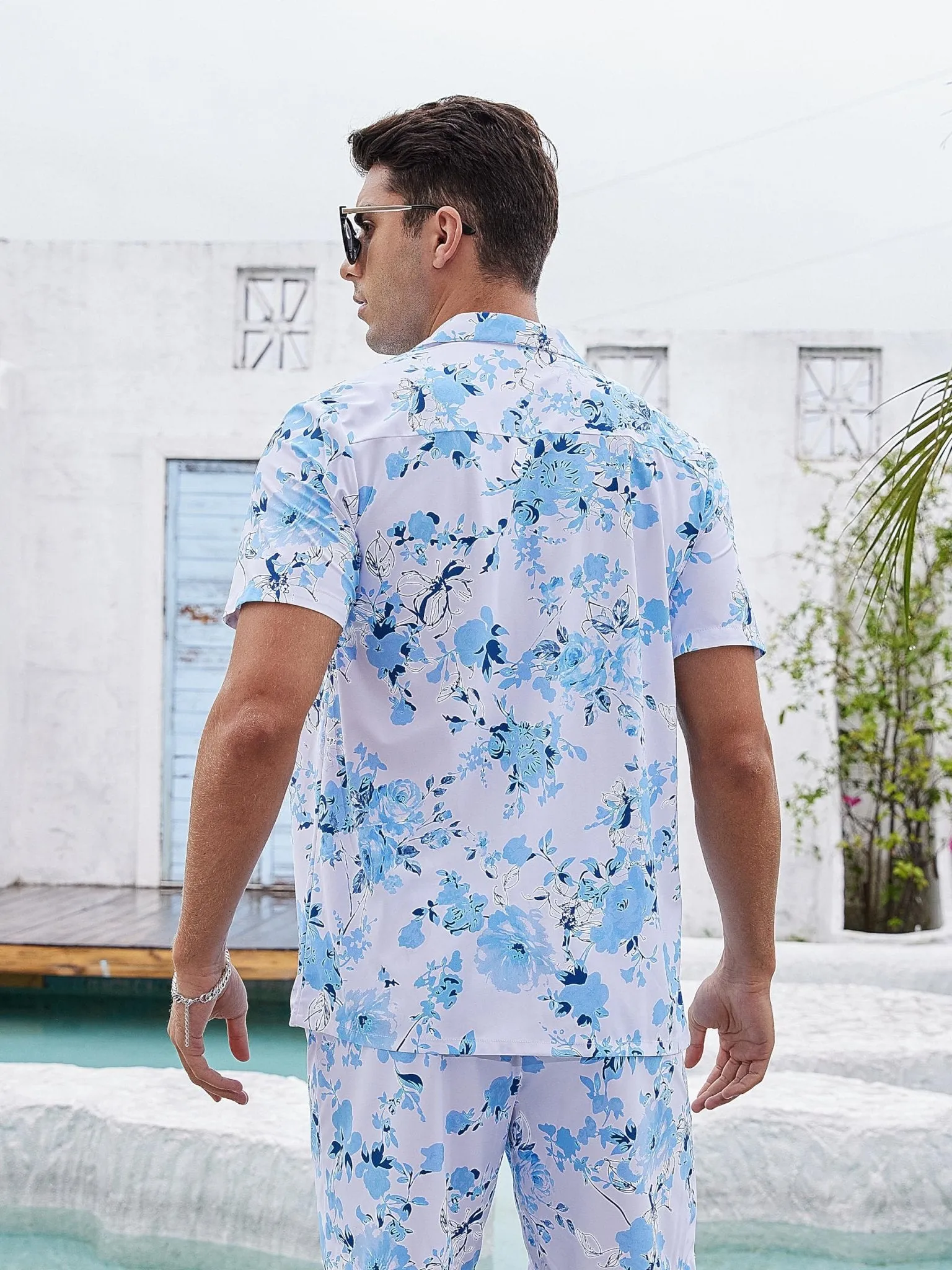 Men's Hawaiian Beach Set 2-Piece Set Summer Outfit Floral Set