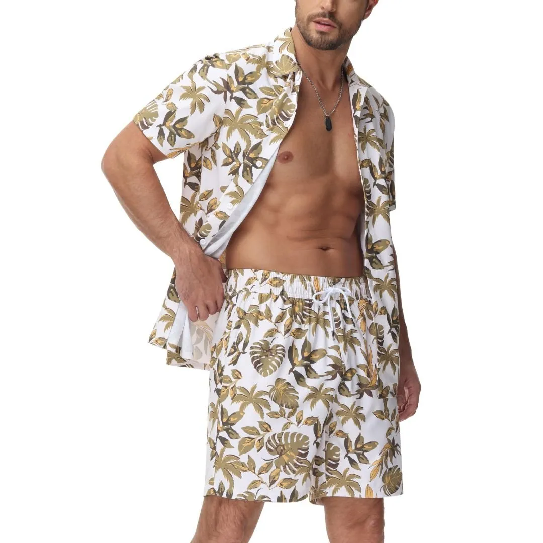 Men's Hawaiian Beach Set 2-Piece Set Summer Outfit Floral Set