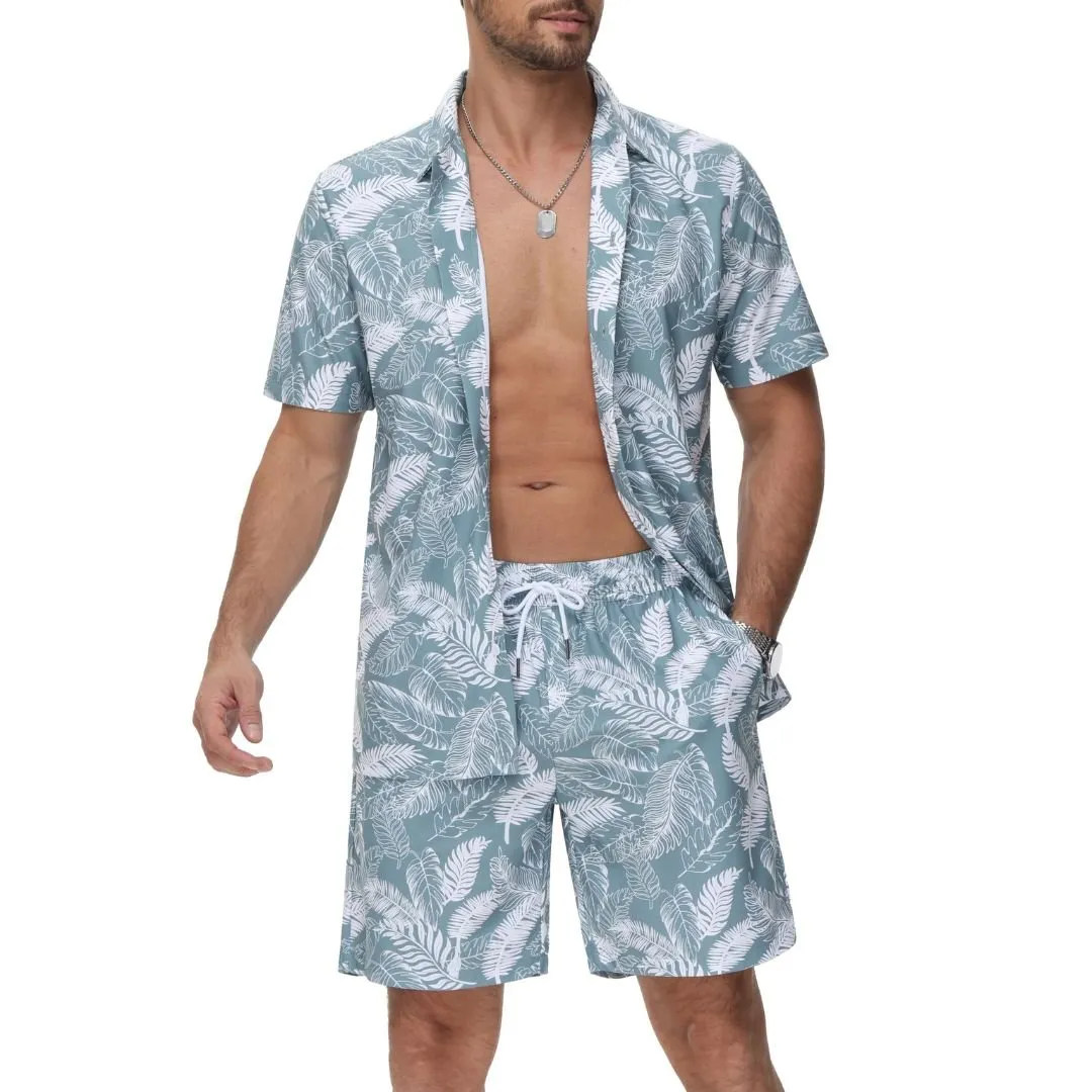 Men's Hawaiian Beach Set 2-Piece Set Summer Outfit Floral Set