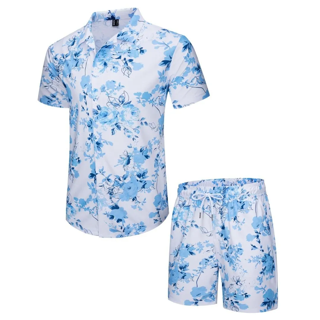 Men's Hawaiian Beach Set 2-Piece Set Summer Outfit Floral Set