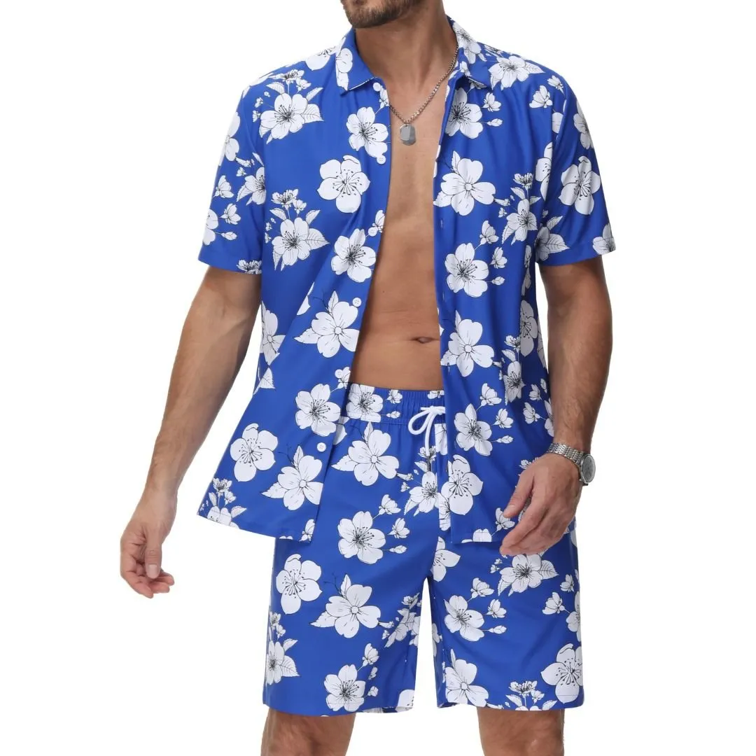 Men's Hawaiian Beach Set 2-Piece Set Summer Outfit Floral Set