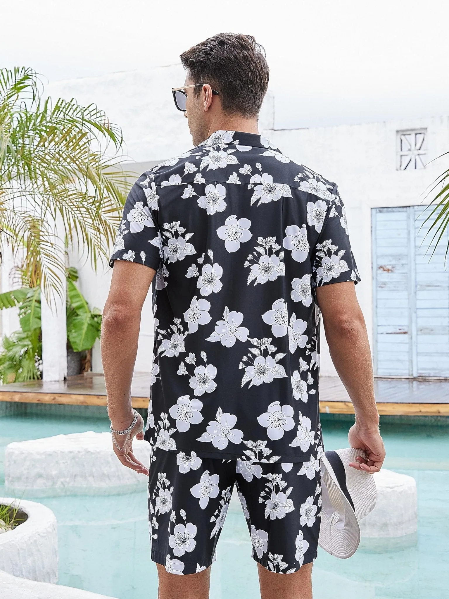 Men's Hawaiian Beach Set 2-Piece Set Summer Outfit Floral Set