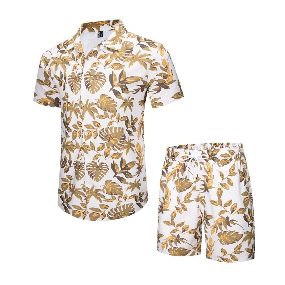 Men's Hawaiian Beach Set 2-Piece Set Summer Outfit Floral Set