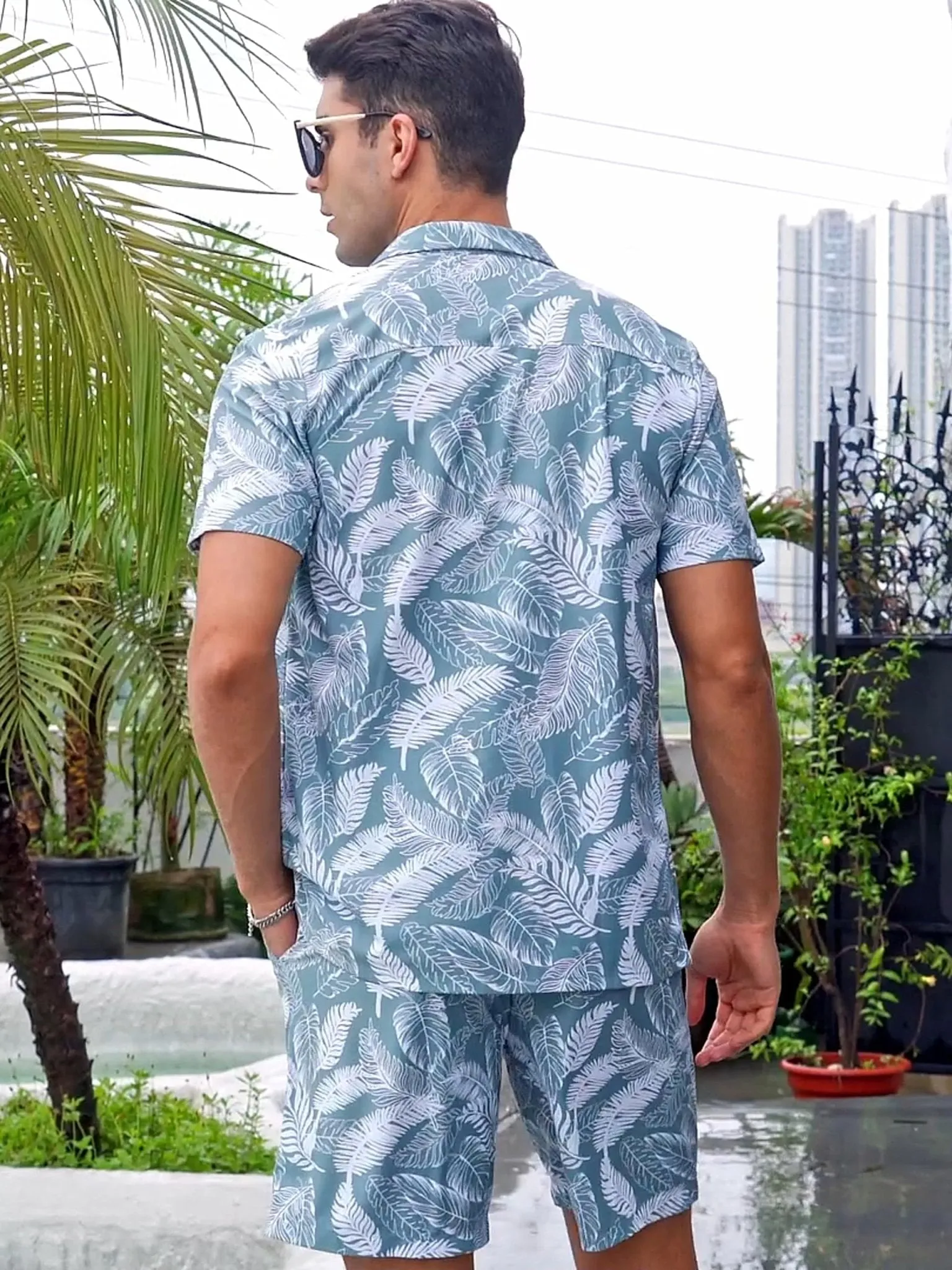 Men's Hawaiian Beach Set 2-Piece Set Summer Outfit Floral Set