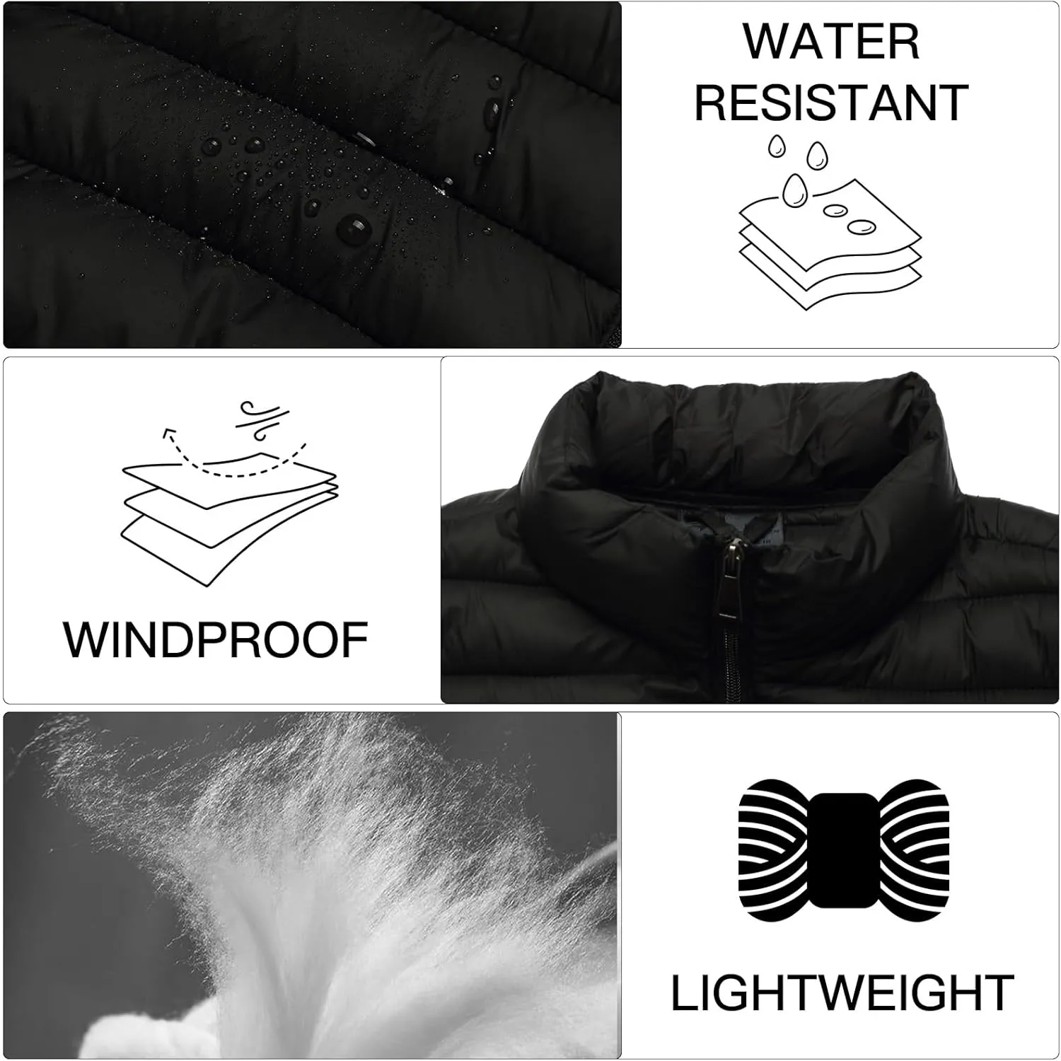 Men's Lightweight Puffer Vest Water-Resistant Golf Outdoor Winter Sleeveless Puffer Vest