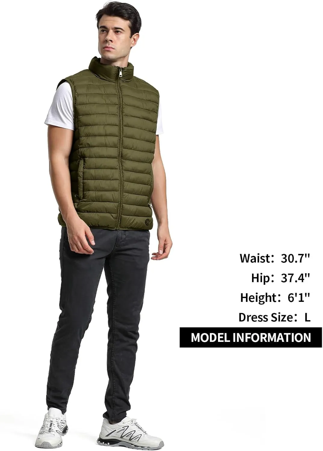 Men's Lightweight Puffer Vest Water-Resistant Golf Outdoor Winter Sleeveless Puffer Vest