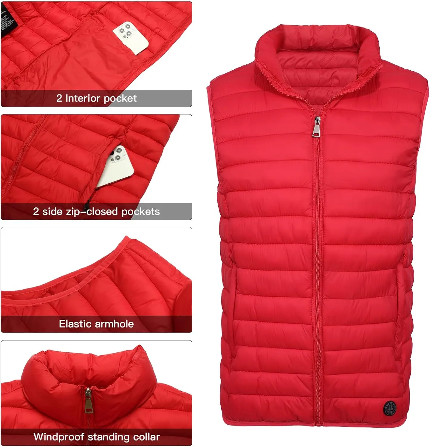 Men's Lightweight Puffer Vest Water-Resistant Golf Outdoor Winter Sleeveless Puffer Vest