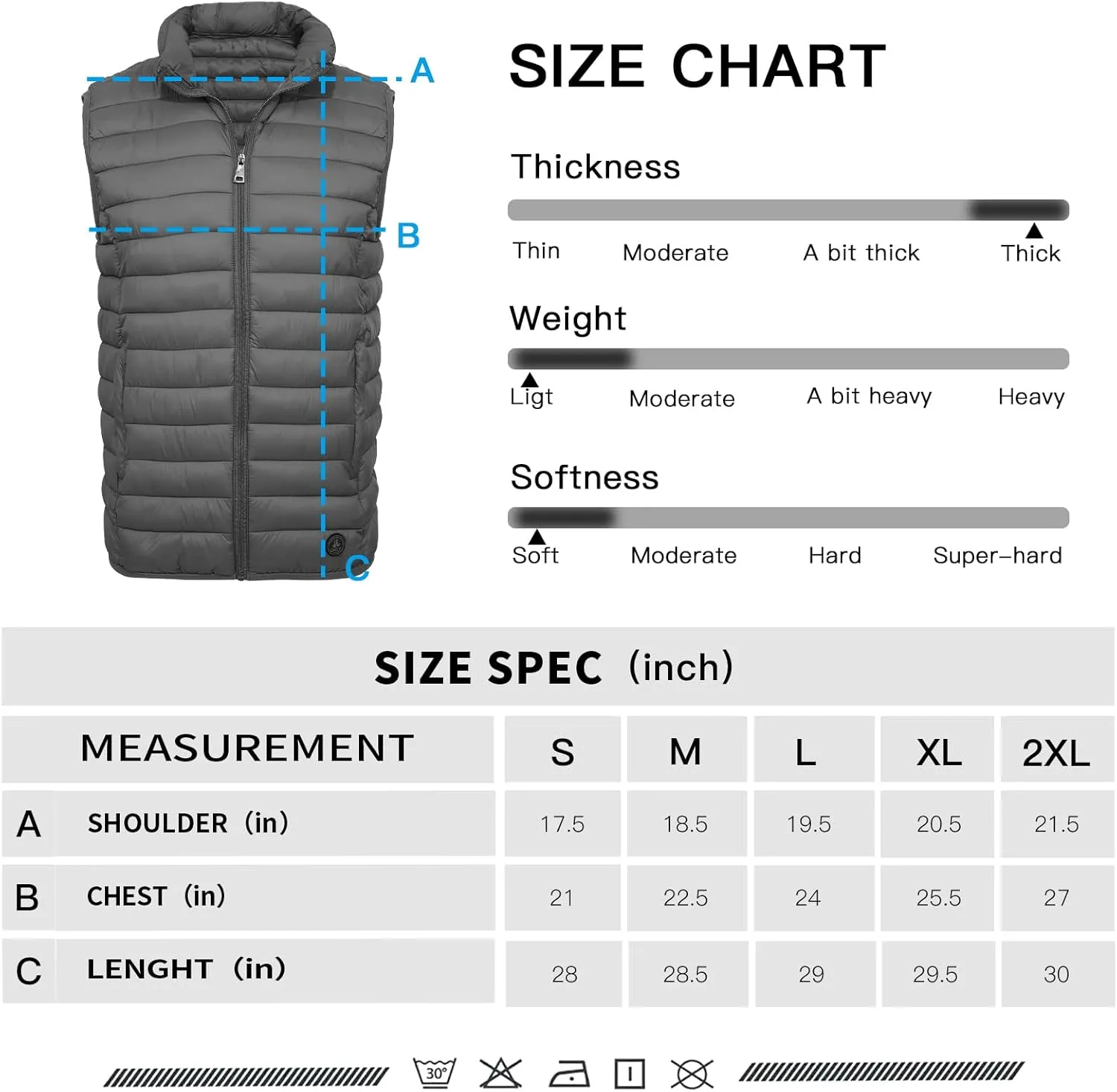 Men's Lightweight Puffer Vest Water-Resistant Golf Outdoor Winter Sleeveless Puffer Vest