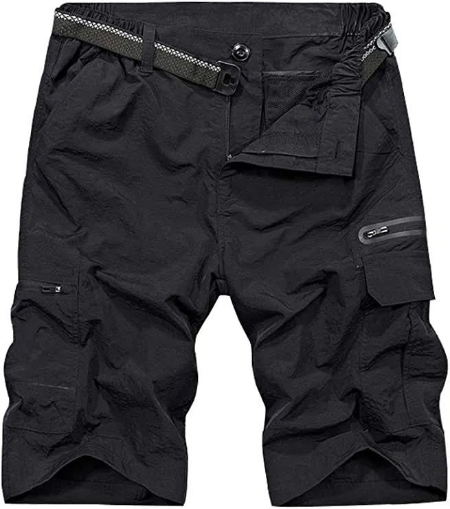 Men's Navy Blue Expandable Waist Casual Quick Dry Cargo Shorts