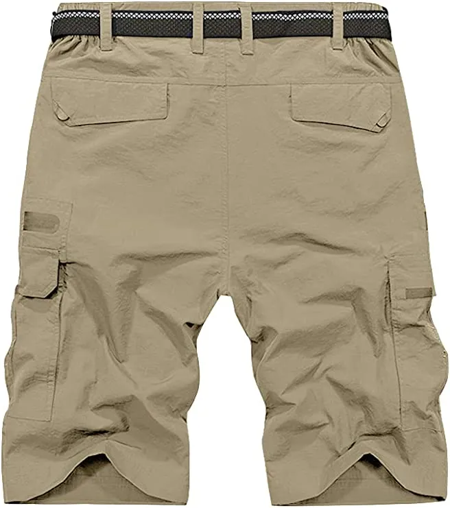 Men's Navy Blue Expandable Waist Casual Quick Dry Cargo Shorts