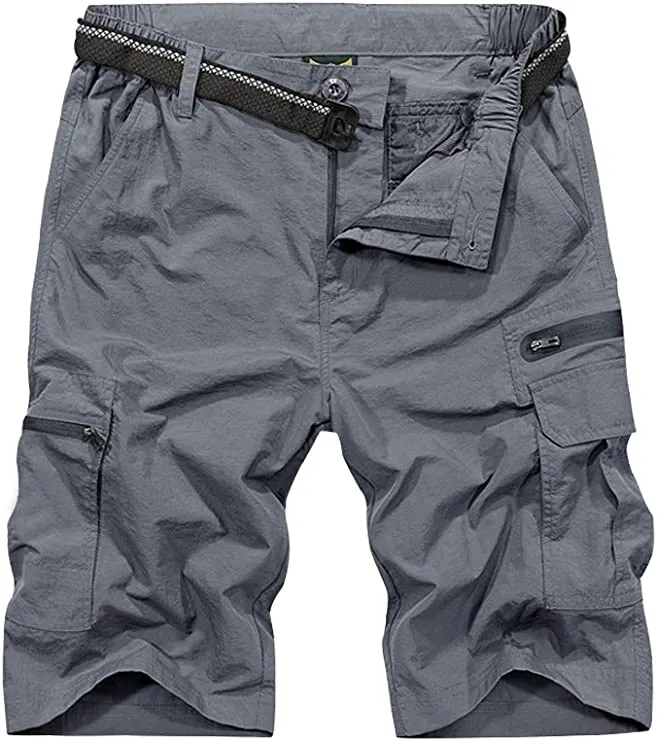 Men's Navy Blue Expandable Waist Casual Quick Dry Cargo Shorts