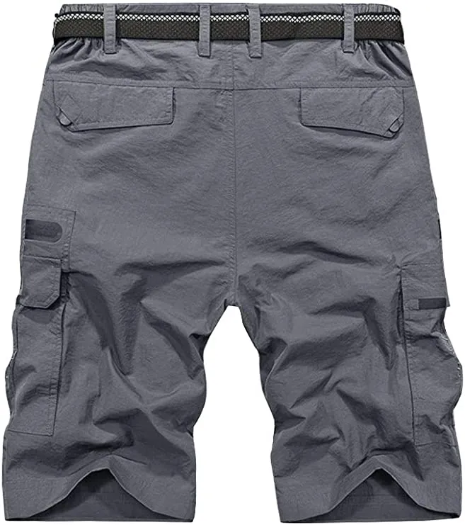 Men's Navy Blue Expandable Waist Casual Quick Dry Cargo Shorts