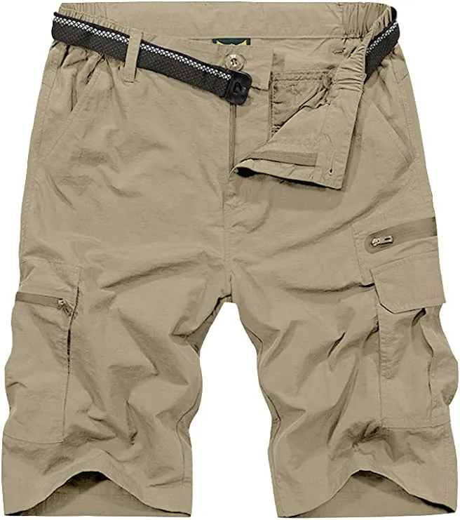 Men's Navy Blue Expandable Waist Casual Quick Dry Cargo Shorts