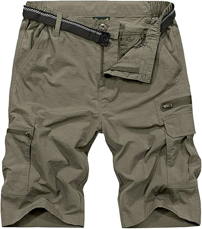 Men's Navy Blue Expandable Waist Casual Quick Dry Cargo Shorts