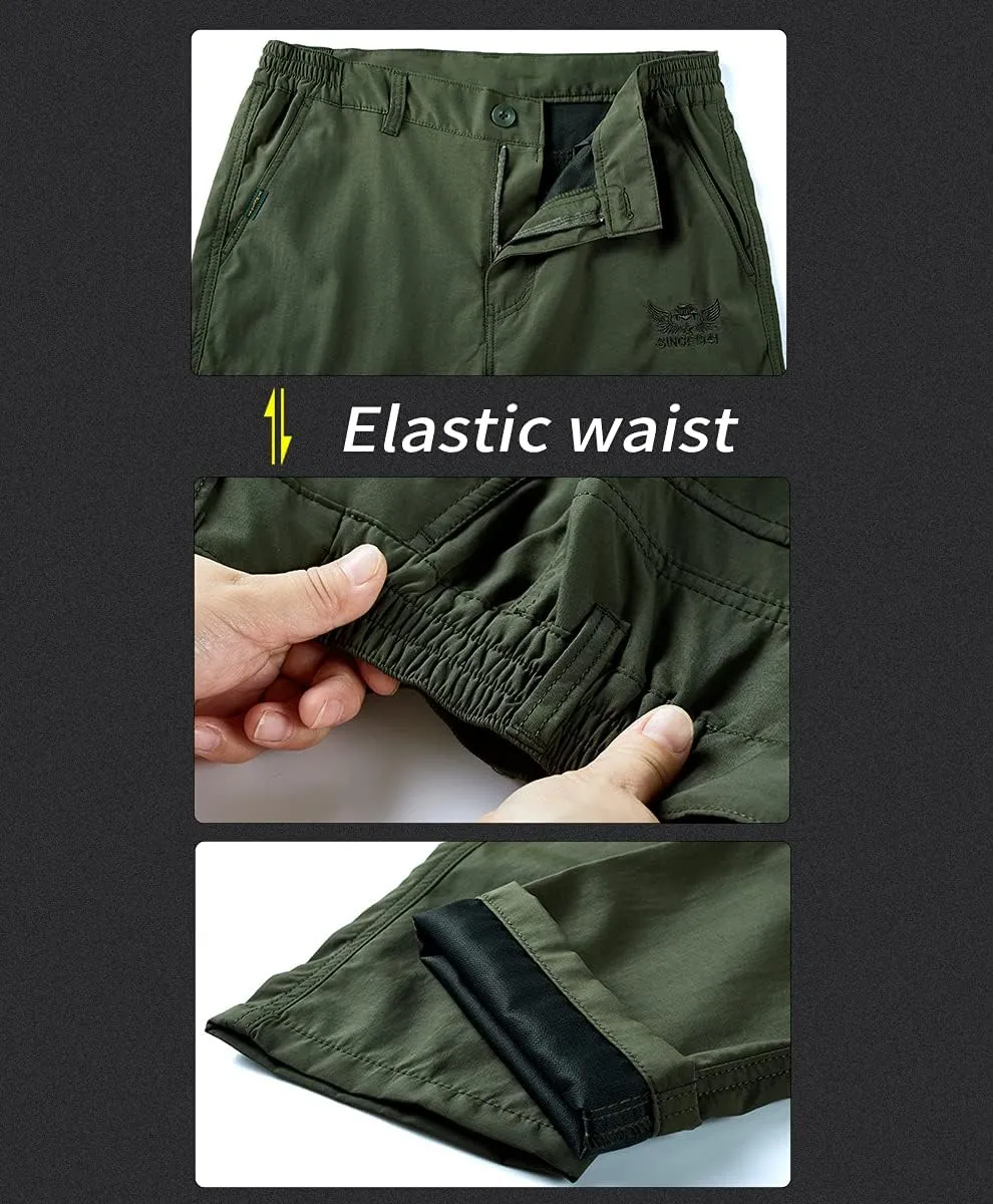 Men's Outdoor Hiking Pants Lightweight and Thick Fleece Cargo Climbing Camping Ski Trousers