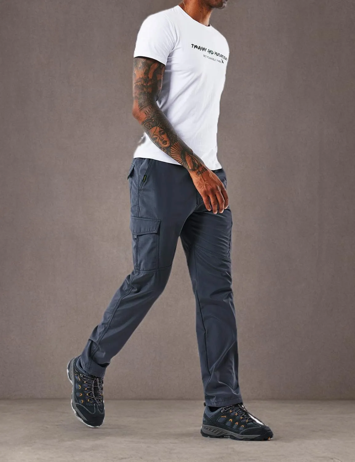 Men's Outdoor Hiking Pants Lightweight and Thick Fleece Cargo Climbing Camping Ski Trousers