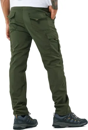 Men's Outdoor Hiking Pants Lightweight and Thick Fleece Cargo Climbing Camping Ski Trousers