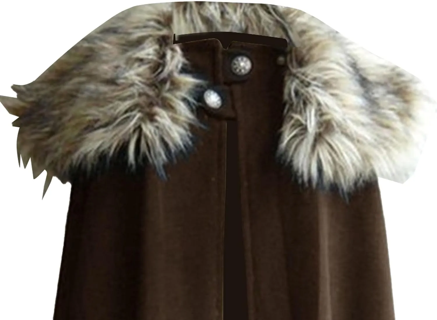 Mens Oversized Fur Shoulder Cloak Winter Warm Wool Blend Faux Fur Collar Outwear Retro Solid Color Cloaks Coat