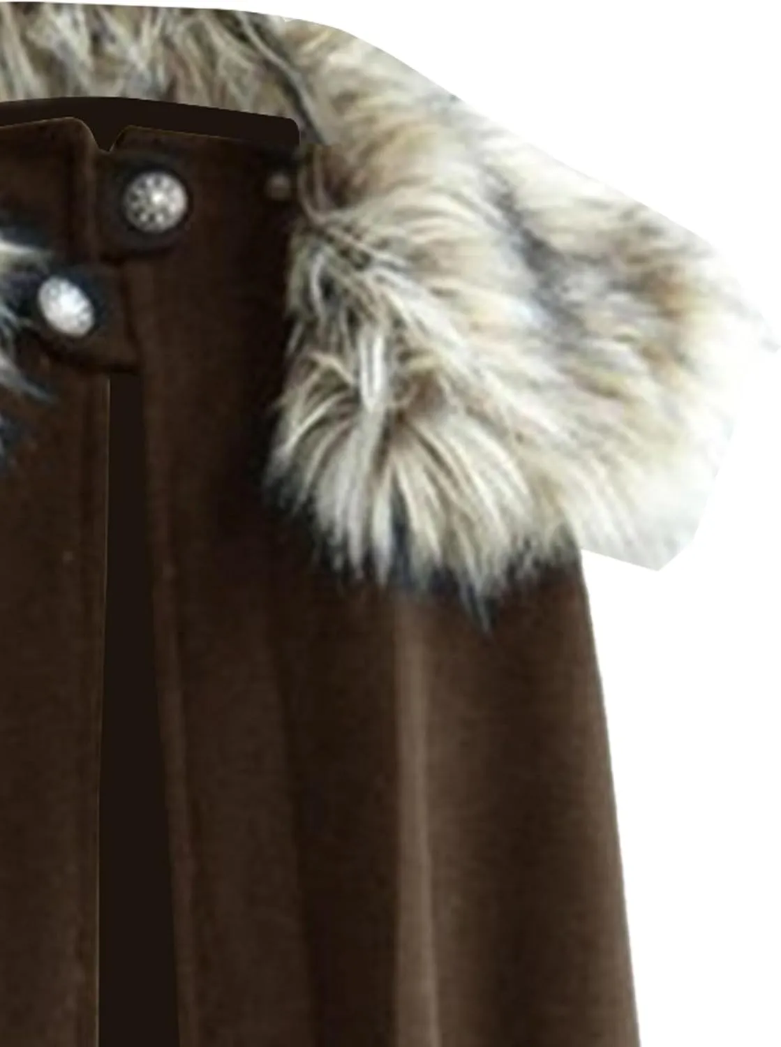 Mens Oversized Fur Shoulder Cloak Winter Warm Wool Blend Faux Fur Collar Outwear Retro Solid Color Cloaks Coat