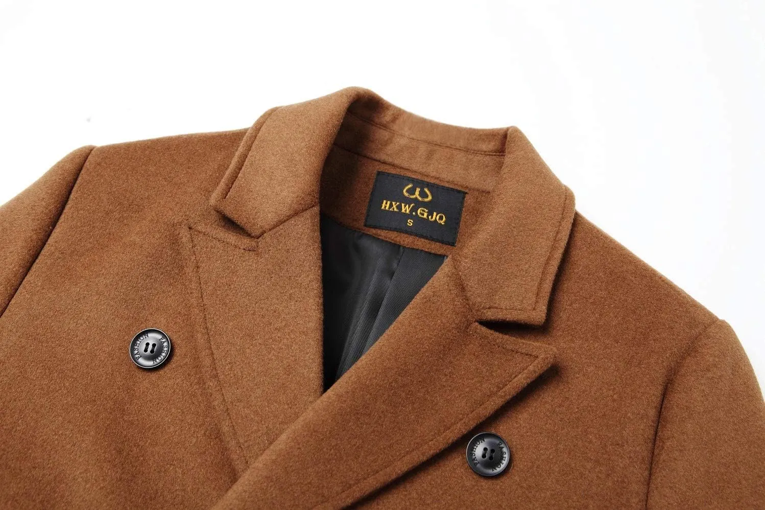 Men's Premium Wool Blend Double Breasted Long Pea Coat