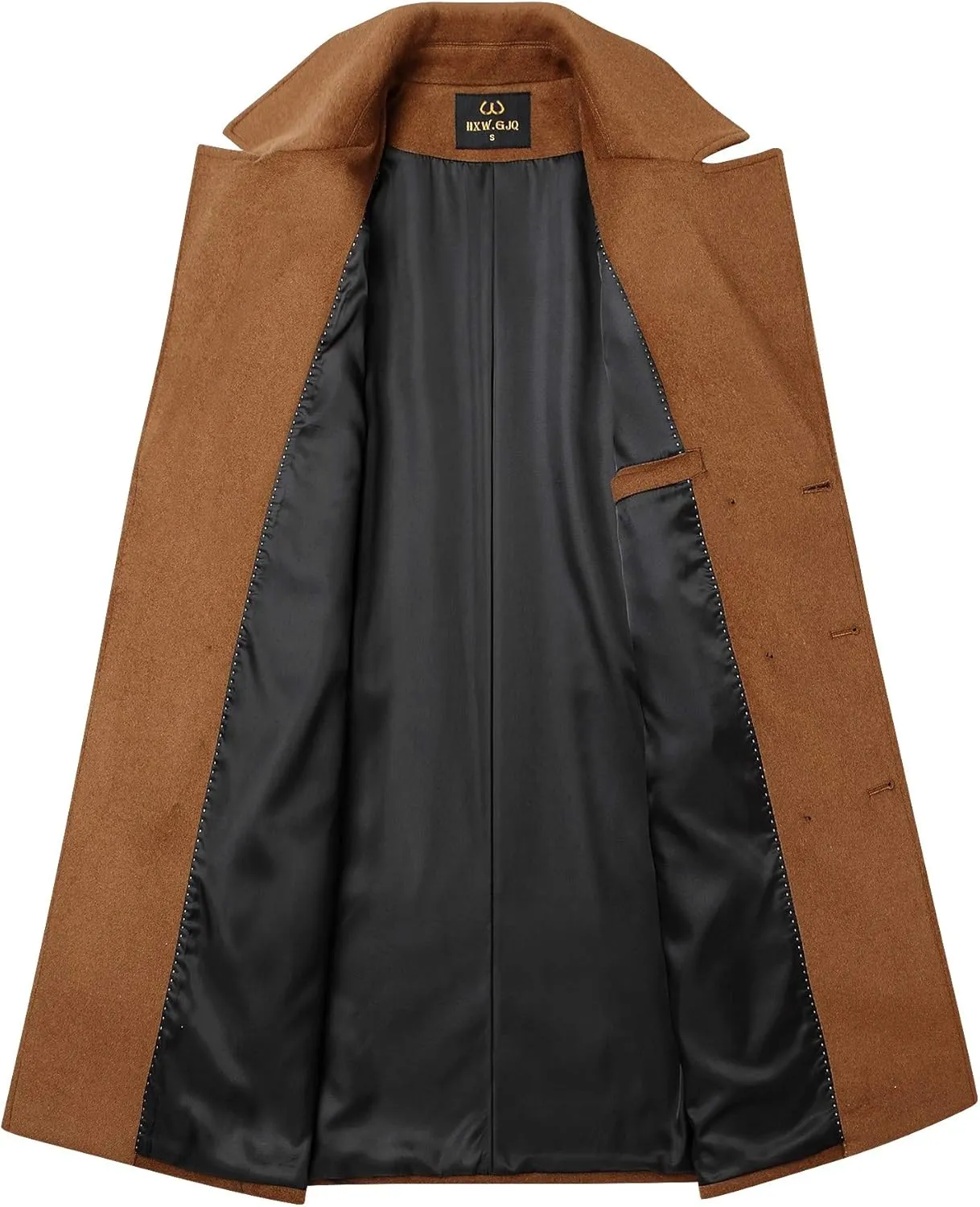 Men's Premium Wool Blend Double Breasted Long Pea Coat