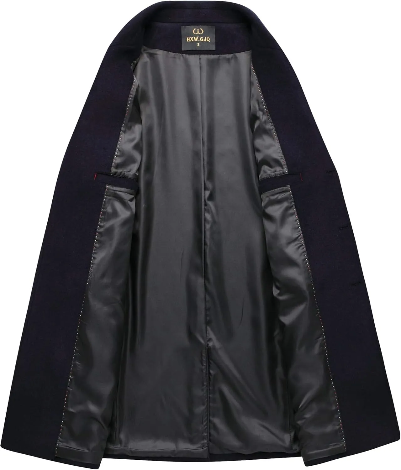 Men's Premium Wool Blend Double Breasted Long Pea Coat