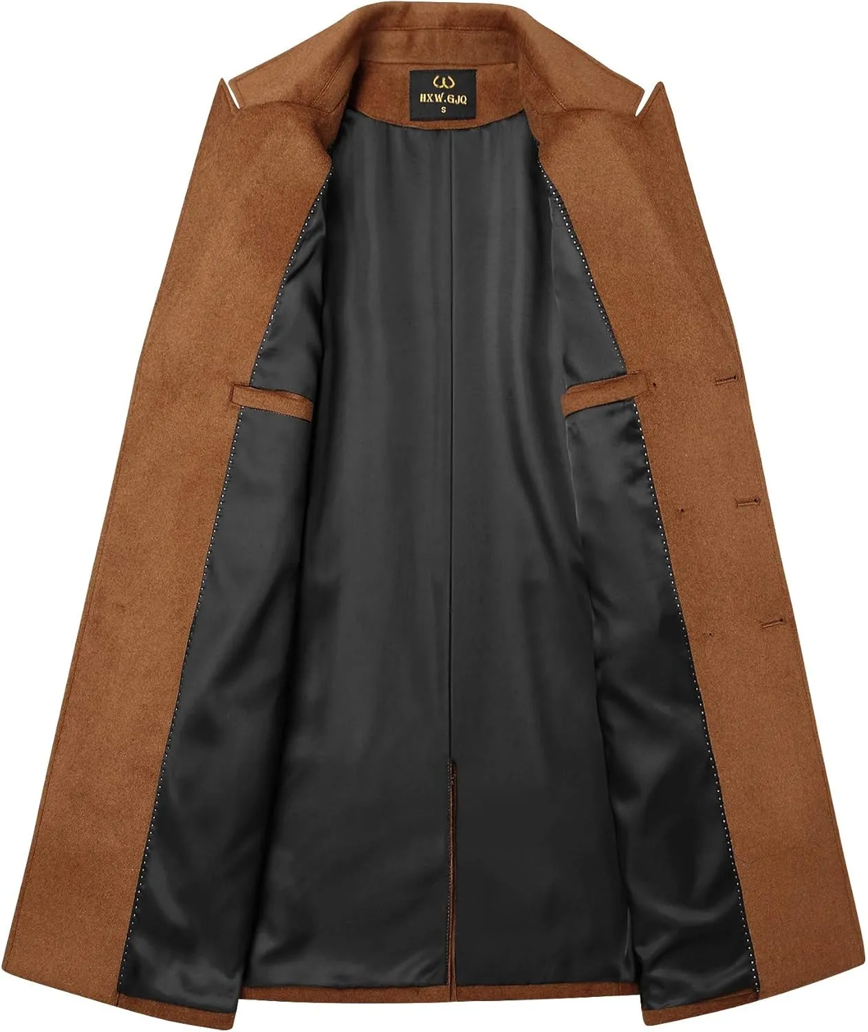 Men's Premium Wool Blend Double Breasted Long Pea Coat