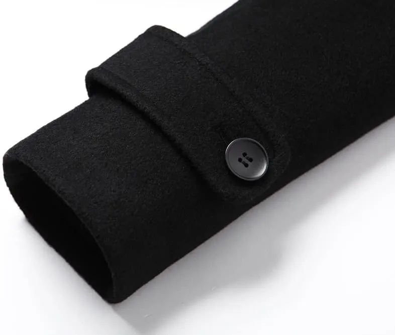Men's Premium Wool Blend Double Breasted Long Pea Coat