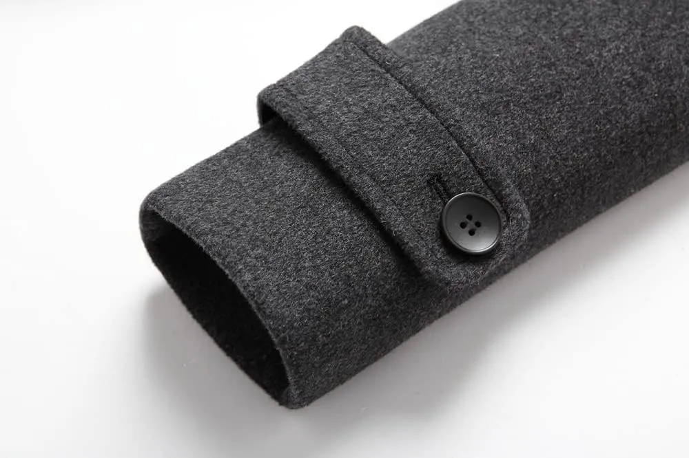 Men's Premium Wool Blend Double Breasted Long Pea Coat