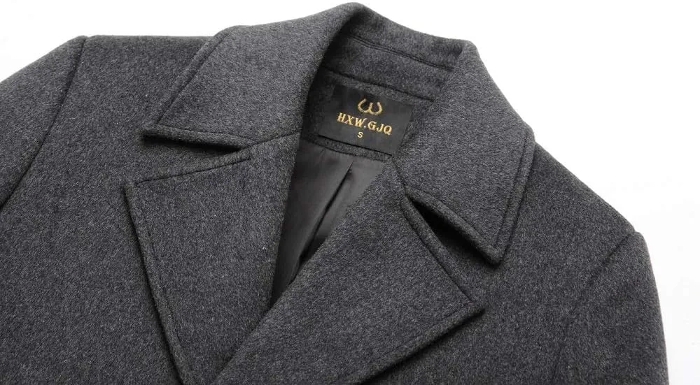 Men's Premium Wool Blend Double Breasted Long Pea Coat