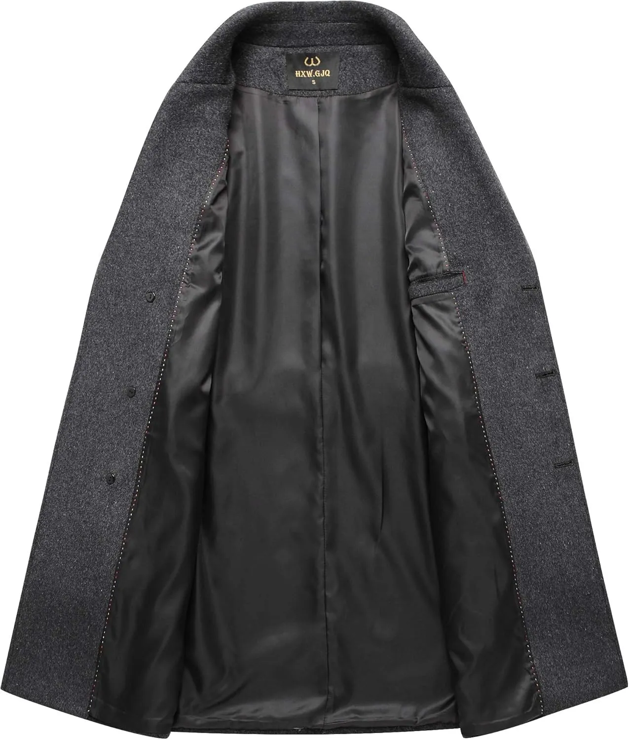 Men's Premium Wool Blend Double Breasted Long Pea Coat