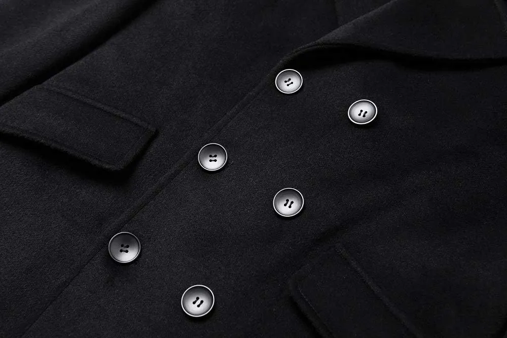 Men's Premium Wool Blend Double Breasted Long Pea Coat