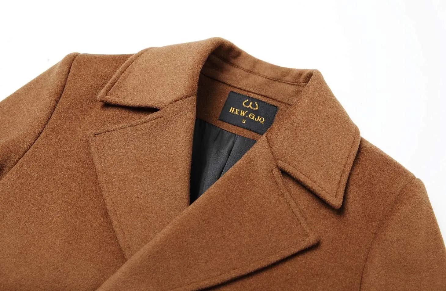 Men's Premium Wool Blend Double Breasted Long Pea Coat