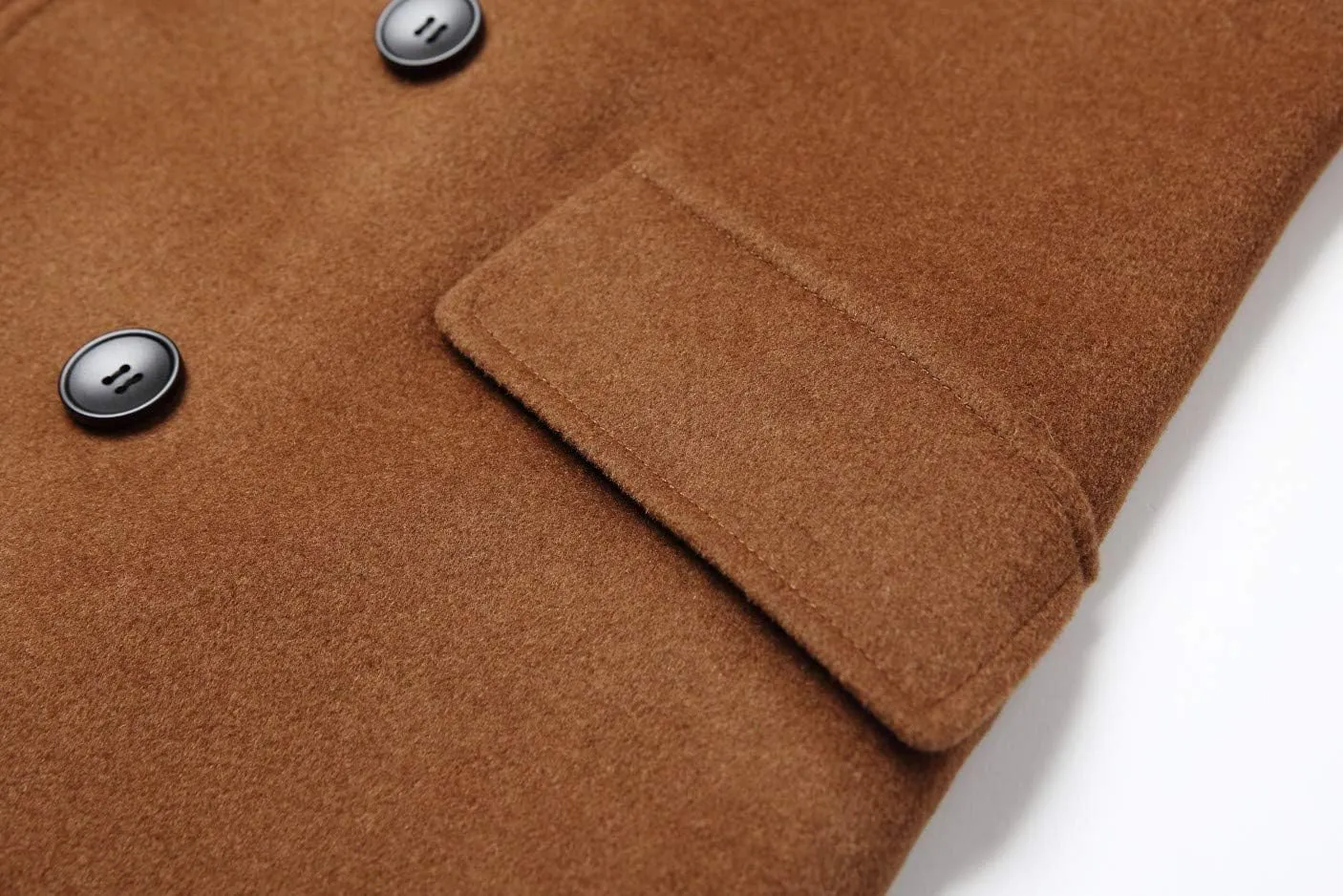 Men's Premium Wool Blend Double Breasted Long Pea Coat