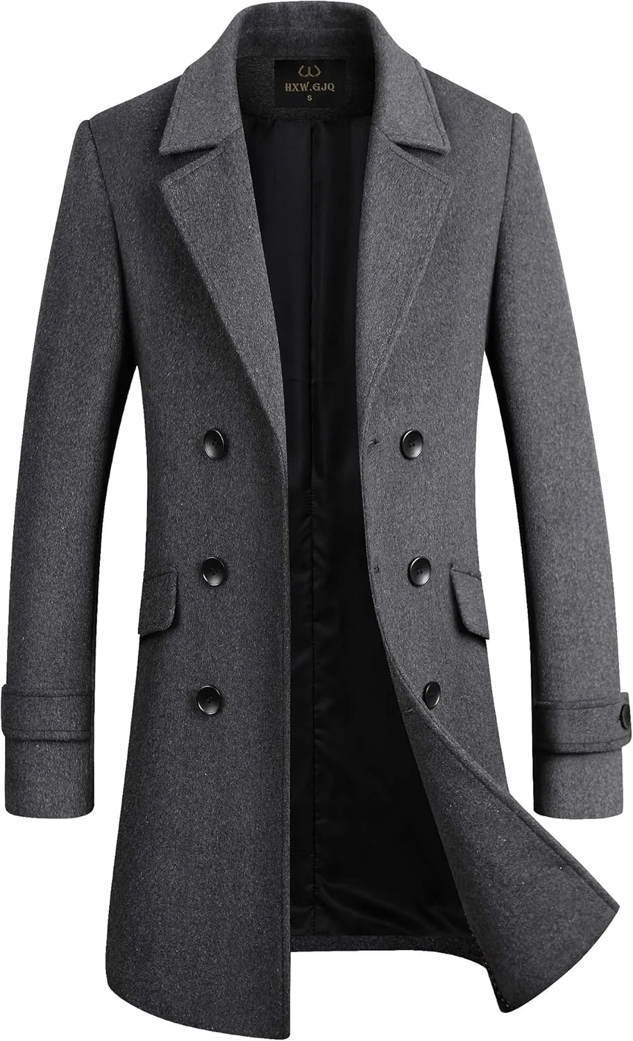 Men's Premium Wool Blend Double Breasted Long Pea Coat
