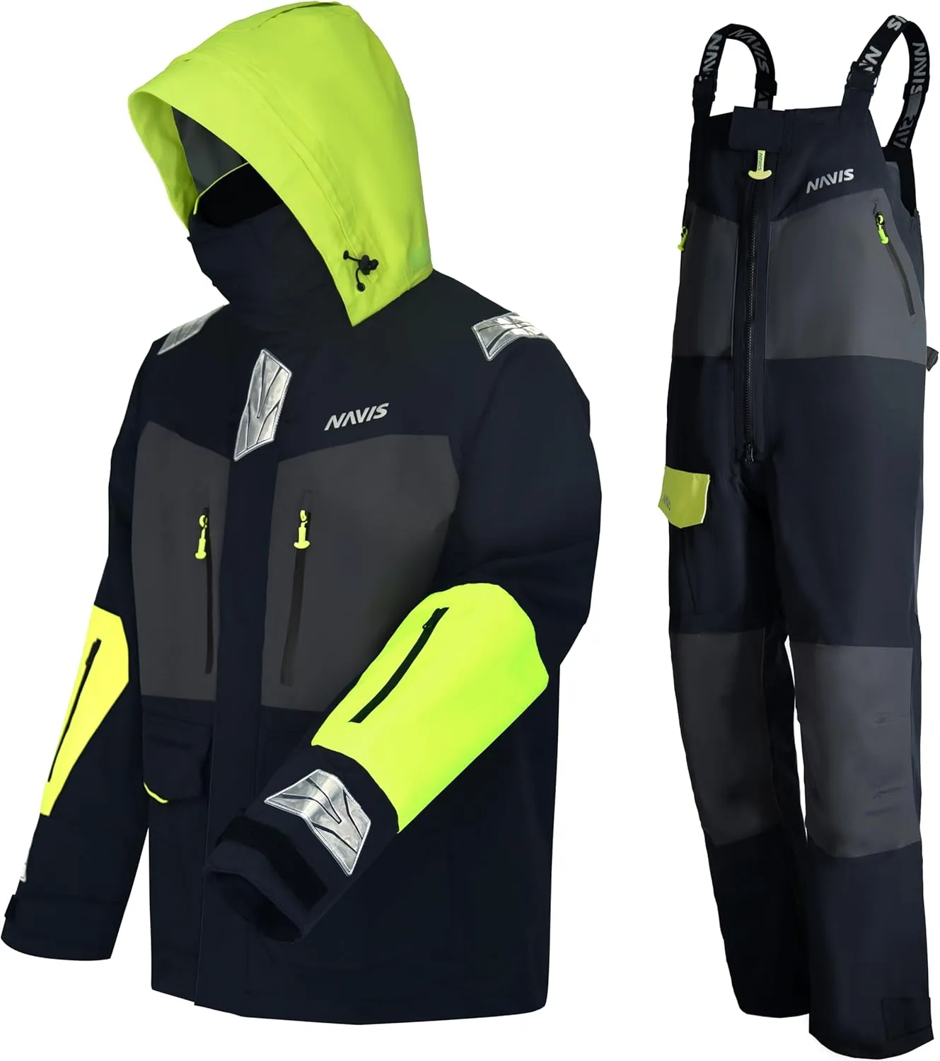 Men's Sailing Jacket & Bib Pants - Ocean PRO 3-Layer Shell, Waterproof, Breathable, Durable Combo Set