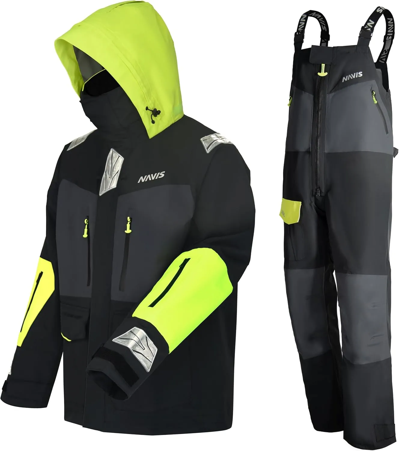 Men's Sailing Jacket & Bib Pants - Ocean PRO 3-Layer Shell, Waterproof, Breathable, Durable Combo Set