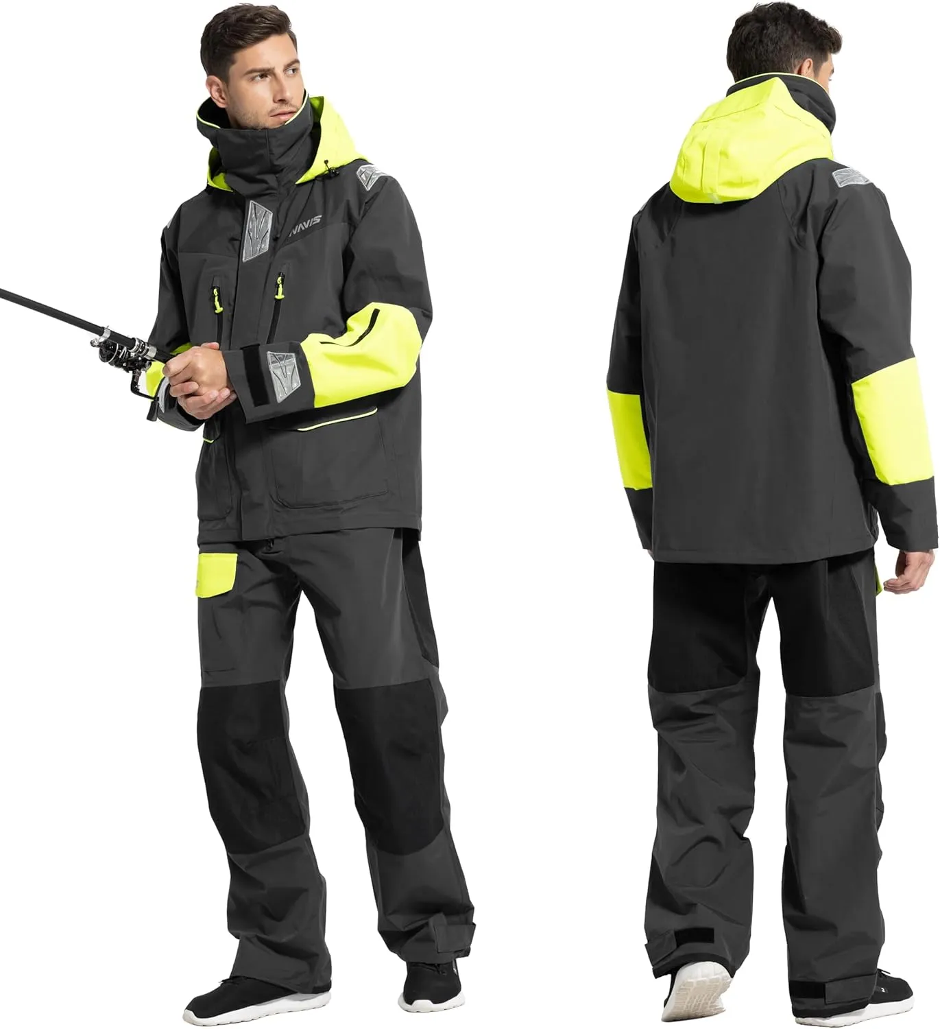 Men's Sailing Jacket & Bib Pants - Ocean PRO 3-Layer Shell, Waterproof, Breathable, Durable Combo Set