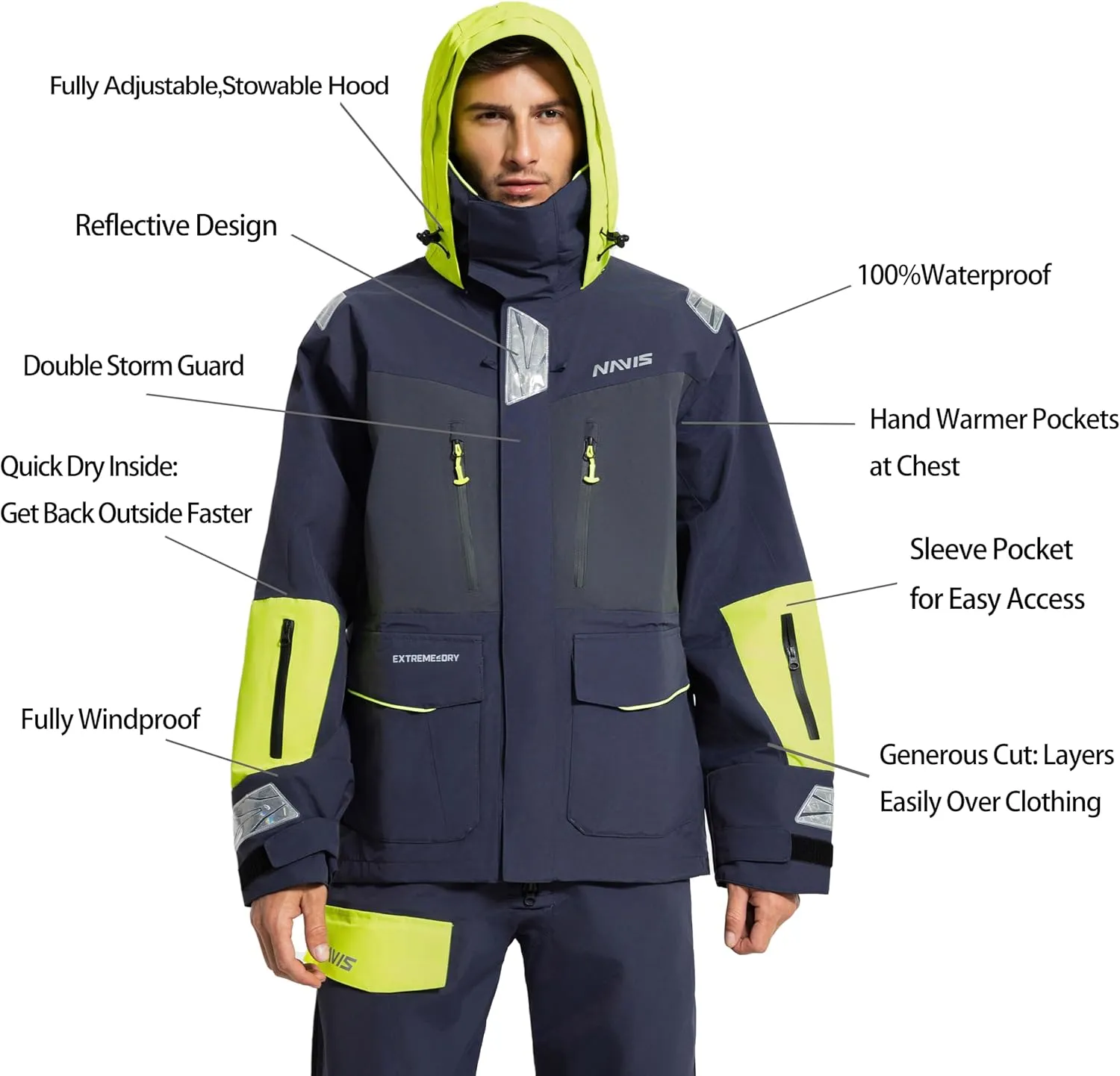 Men's Sailing Jacket & Bib Pants - Ocean PRO 3-Layer Shell, Waterproof, Breathable, Durable Combo Set